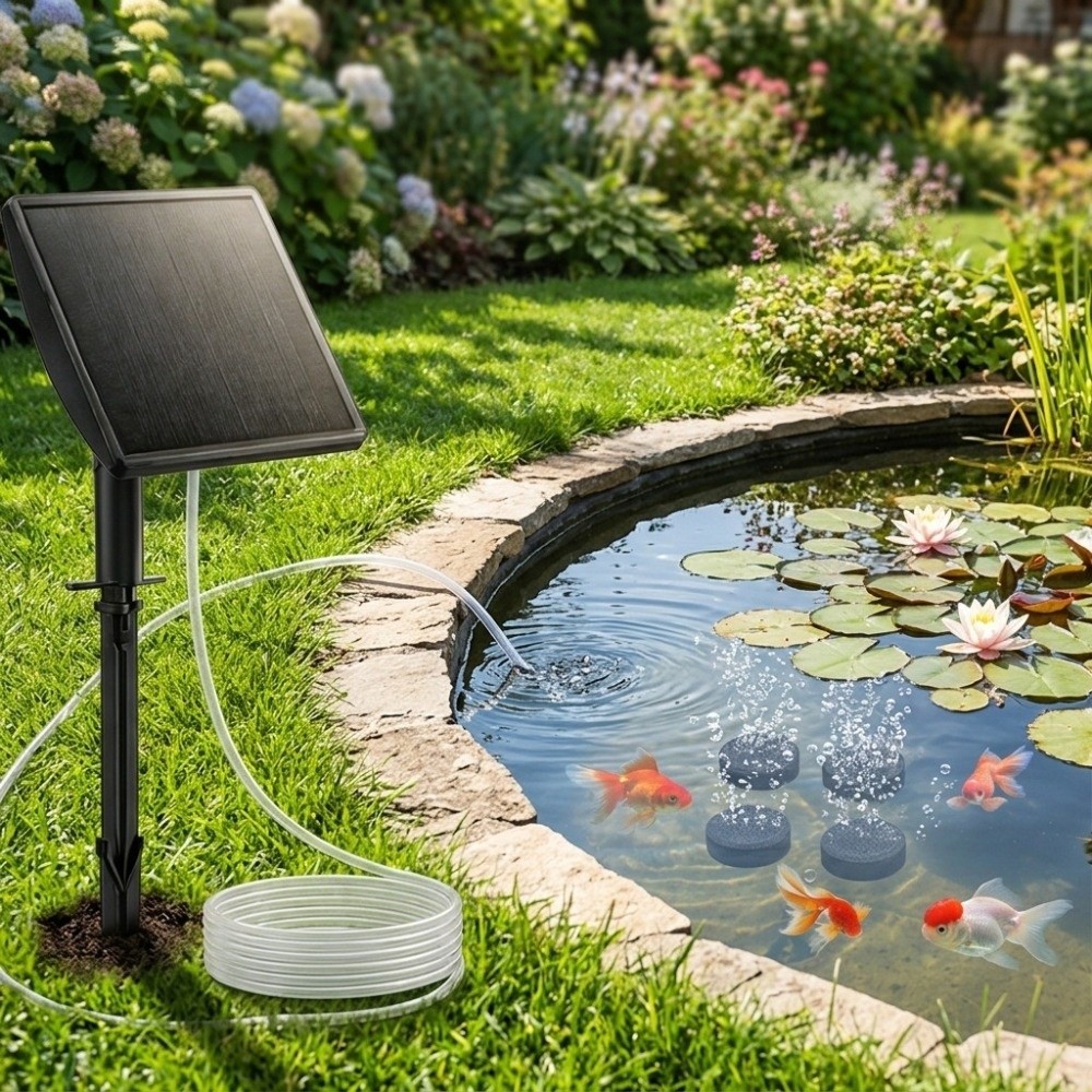 Низкошумный солнечный кислород – обзор и цена Solar Pond Aerator Oxygen Pump